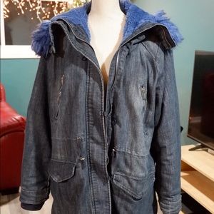 Denim Fuax Fur Coat